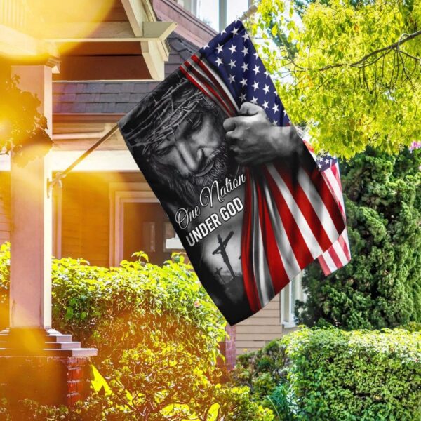 Christian Garden Flags: One Nation Under God Jesus Flag Christian House Flags Cross & Faith Flag