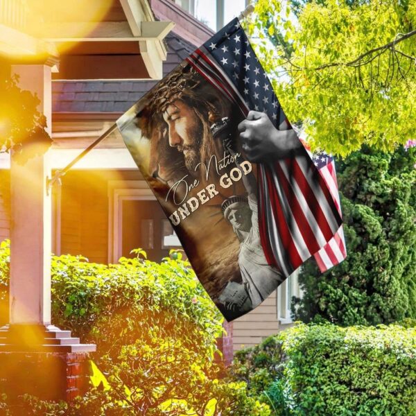 Christian Garden Flags: One Nation Under God Jesus Lion & Christian Cross Flag – Faith Flag