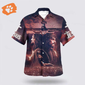 Men s Christian Hawaiian Shirt - Crucifixion of Jesus Aloha Shirt