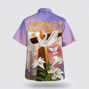 Christian Hawaiian Shirt with Jesus Cross & Easter Lilies - Aloha Style 1