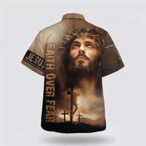 Faith Over Fears: Christian Hawaiian Shirt with Jesus Cross - Aloha Style 1
