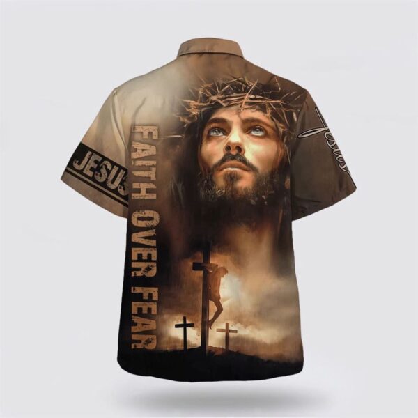 Faith Over Fears: Christian Hawaiian Shirt with Jesus Cross – Aloha Style