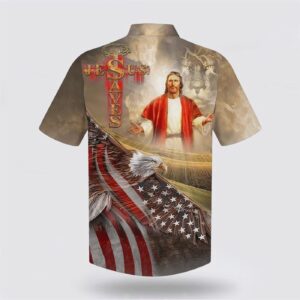 Christian Hawaiian Shirt with Jesus Face and Lion Design - Christian Aloha Shirt 1