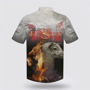 Christian Hawaiian Shirt: Jesus Lion & Sheep Aloha Shirt 1