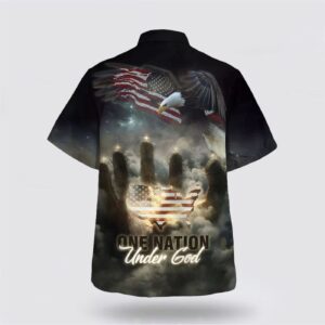 Christian Hawaiian Shirt: One Nation Under God American Flag With Jesus Cross Tee - Freedom Day Aloha Shirt 1