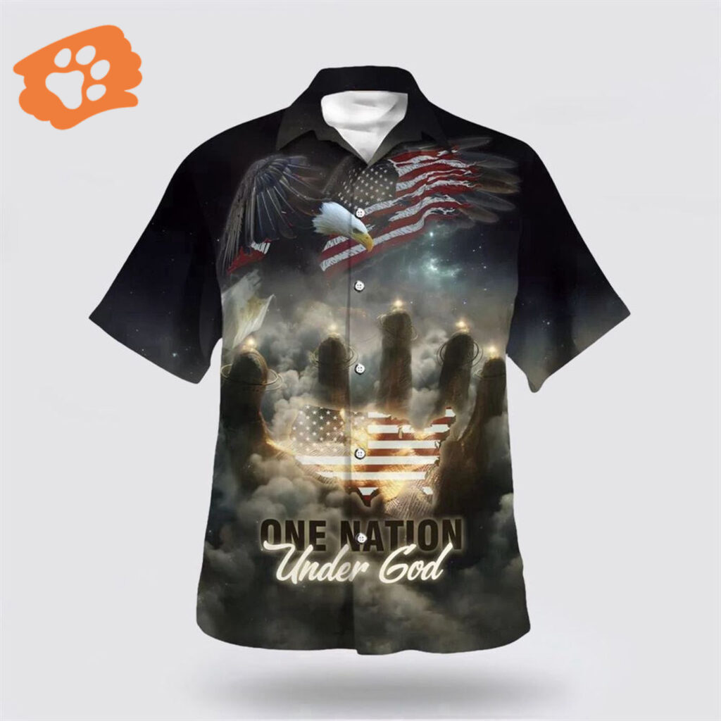Christian Hawaiian Shirt: One Nation Under God American Flag With Jesus Cross Tee – Freedom Day Aloha Shirt Christian Hawaiian Shirt: One Nation Under God American Flag With Jesus Cross Tee – Freedom Day Aloha Shirt