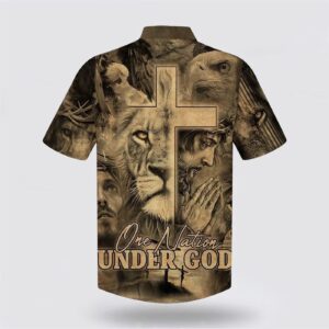 Christian Hawaiian Shirts: One Nation Under God Jesus Lion of Judah Men s Aloha Shirt 1