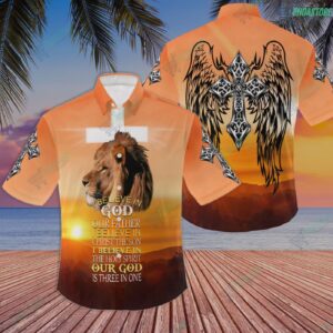 Christian Jesus and Lion Hawaiian Shirt - Unique Tropical Design for Faithful Fashionistas