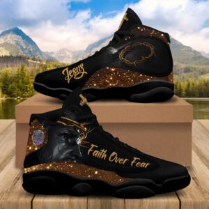 Christian Jesus Basketball Shoes, Crown Of Thorns Sneaker, Faith Over Fear Shoes, Christian Footwear, Family Gift 1