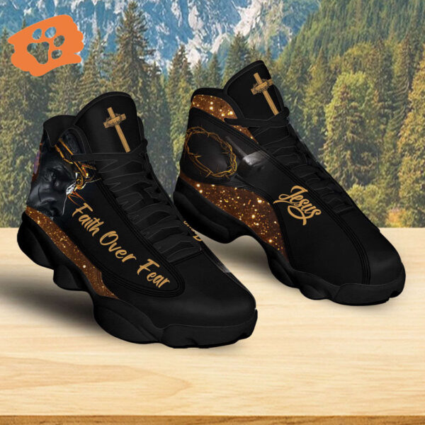 Christian Jesus Basketball Shoes,  Crown Of Thorns Sneaker, Faith Over Fear Shoes, Christian Footwear, Family Gift