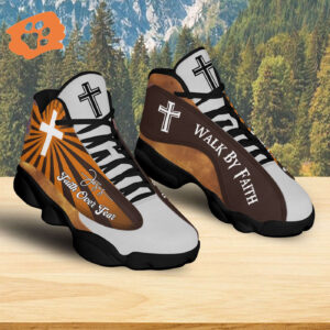 Christian Jesus Basketball Shoes, Religious Gift For Mom, Faith Over Fear Shoes, Walk By Faith Unisex Shoes, Christian Footwear Gift