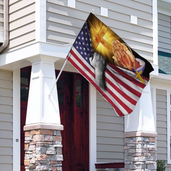 Christian Jesus Pray For America Flag – Patriotic Religious Banner for Faithful Americans