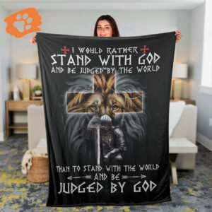 Lion of Judah Christian Throw Blanket: Inspirational Faith Gift with Jesus Cross - Stand with God and Warrior of God