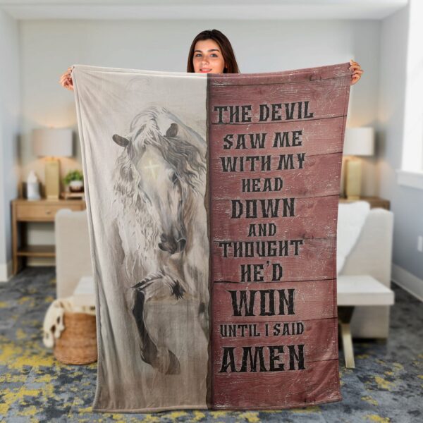 Faithful Christian Throw Blanket – Inspirational Jesus & Horse Design Perfect Gift – Amen