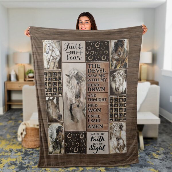 Faith Blanket – White Horse Running Horse Inspirational Gift for Christian – Jesus Blanket Horse Blanket