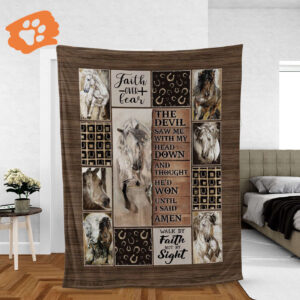 Faith Blanket - White Horse Running Horse Inspirational Gift for Christian - Jesus Blanket Horse Blanket