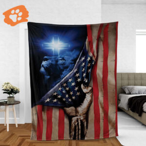 Faithful Christian Throw Blanket - Jesus & US Flag Independence Day Gift
