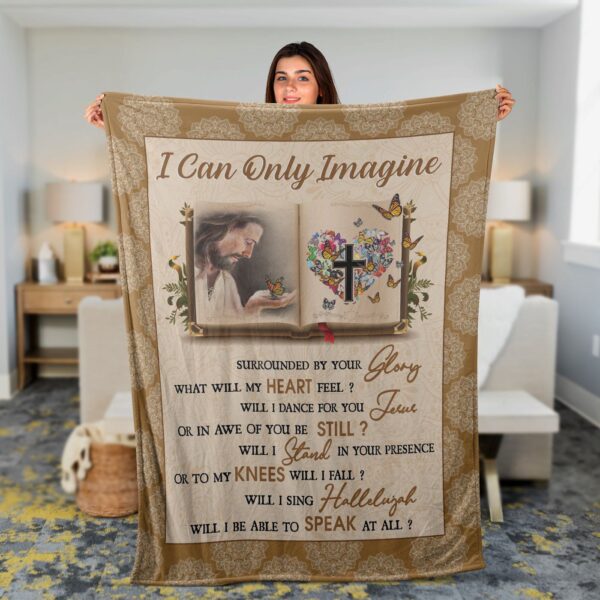 Christian Throw Blanket – Faith & Jesus Inspirational Gift Bible Blanket with Colorful Butterfly Design & Face of Jesus – I Can Only Imagine