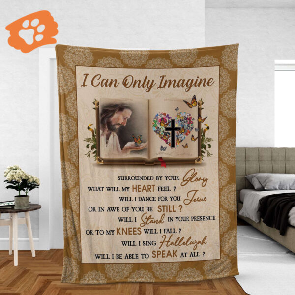 Christian Throw Blanket – Faith & Jesus Inspirational Gift Bible Blanket with Colorful Butterfly Design & Face of Jesus – I Can Only Imagine