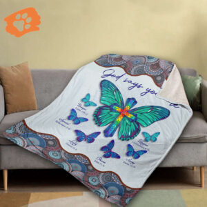 God Says You Are Unique: Christian Faith Jesus Inspirational Butterfly Cross Throw Blanket