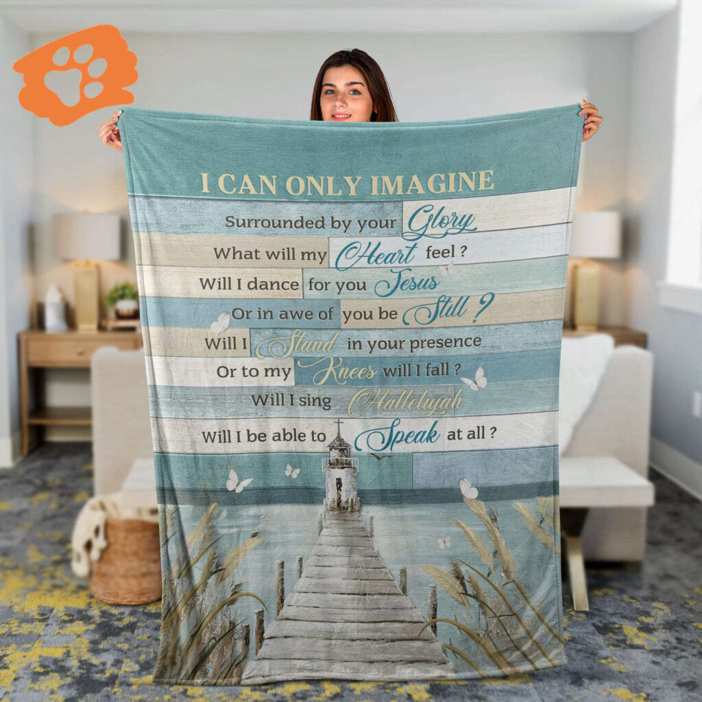 Christian Throw Blanket – Inspirational Faith Gift with Church Painting Jesus By The River I Can Only Imagine Design Christian Throw Blanket – Inspirational Faith Gift with Church Painting Jesus By The River I Can Only Imagine Design