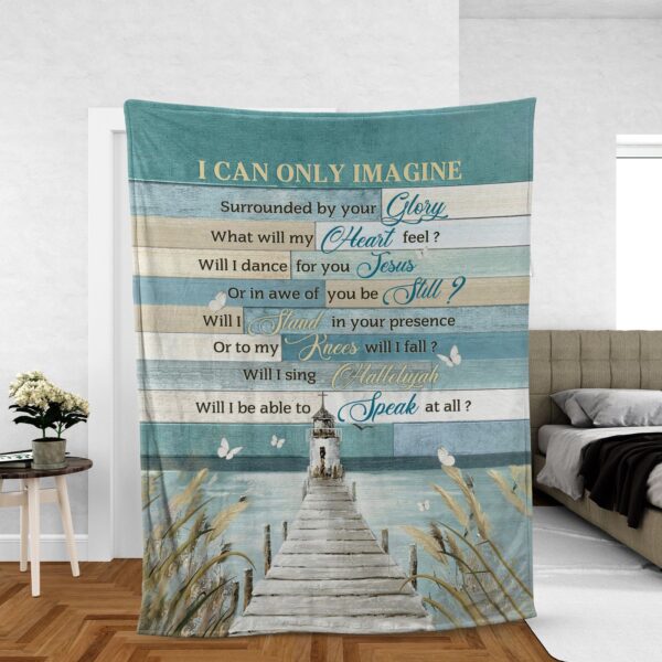 Christian Throw Blanket – Inspirational Faith Gift with Church Painting Jesus By The River I Can Only Imagine Design