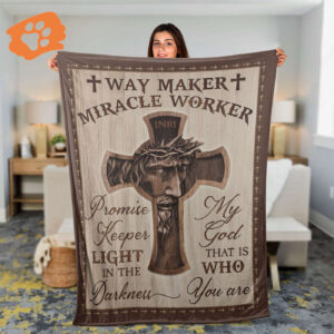 Christian Faith Throw Blanket - Jesus Painting & Wood Carving Inspirational Gift