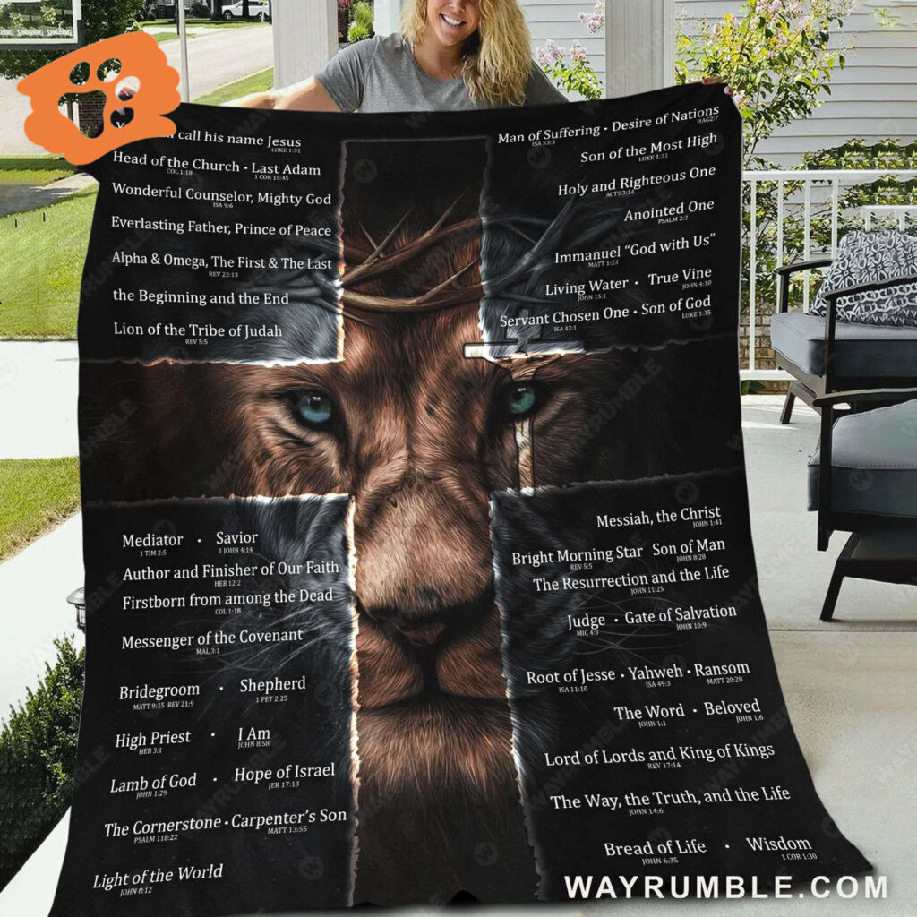 Christian Throw Blanket – Lion And Light Cross: Inspirational Faith Gift with Jesus Design Christian Throw Blanket – Lion And Light Cross: Inspirational Faith Gift with Jesus Design