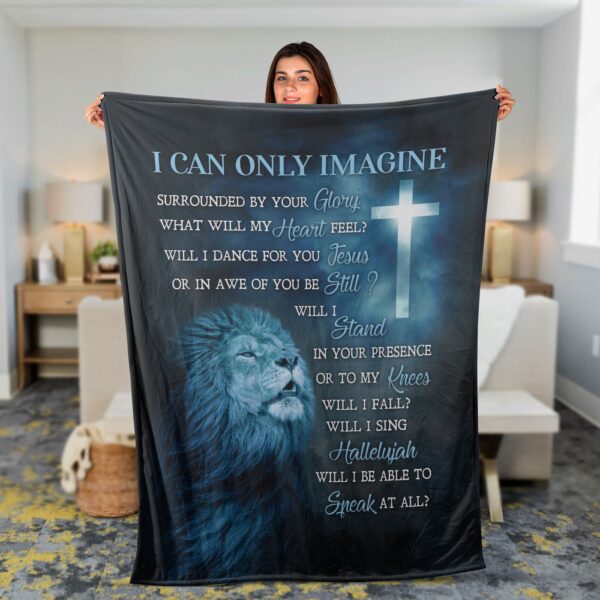 Christian Faith Throw Blanket – Lion King & Cross Symbol Design for Inspirational Gift