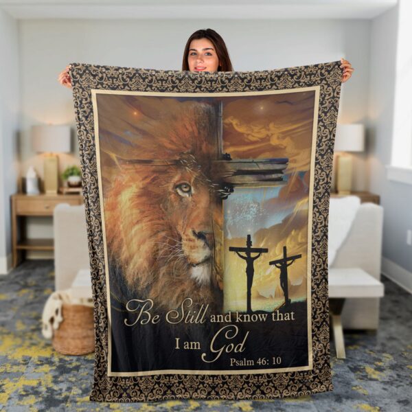 Christian Throw Blanket – Lion King Galaxy & Cross Design Inspirational Faith Gift