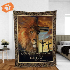 Christian Throw Blanket - Lion King Galaxy & Cross Design Inspirational Faith Gift