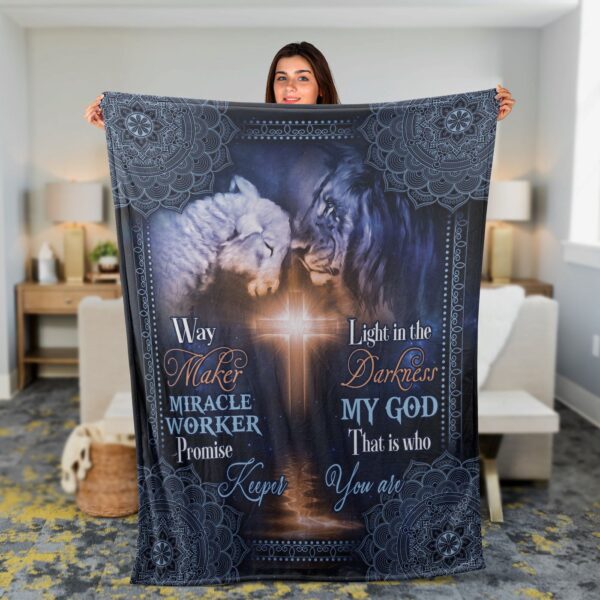 Christian Throw Blanket – Lion of Judah Lamb of God Cross – Inspirational Gift