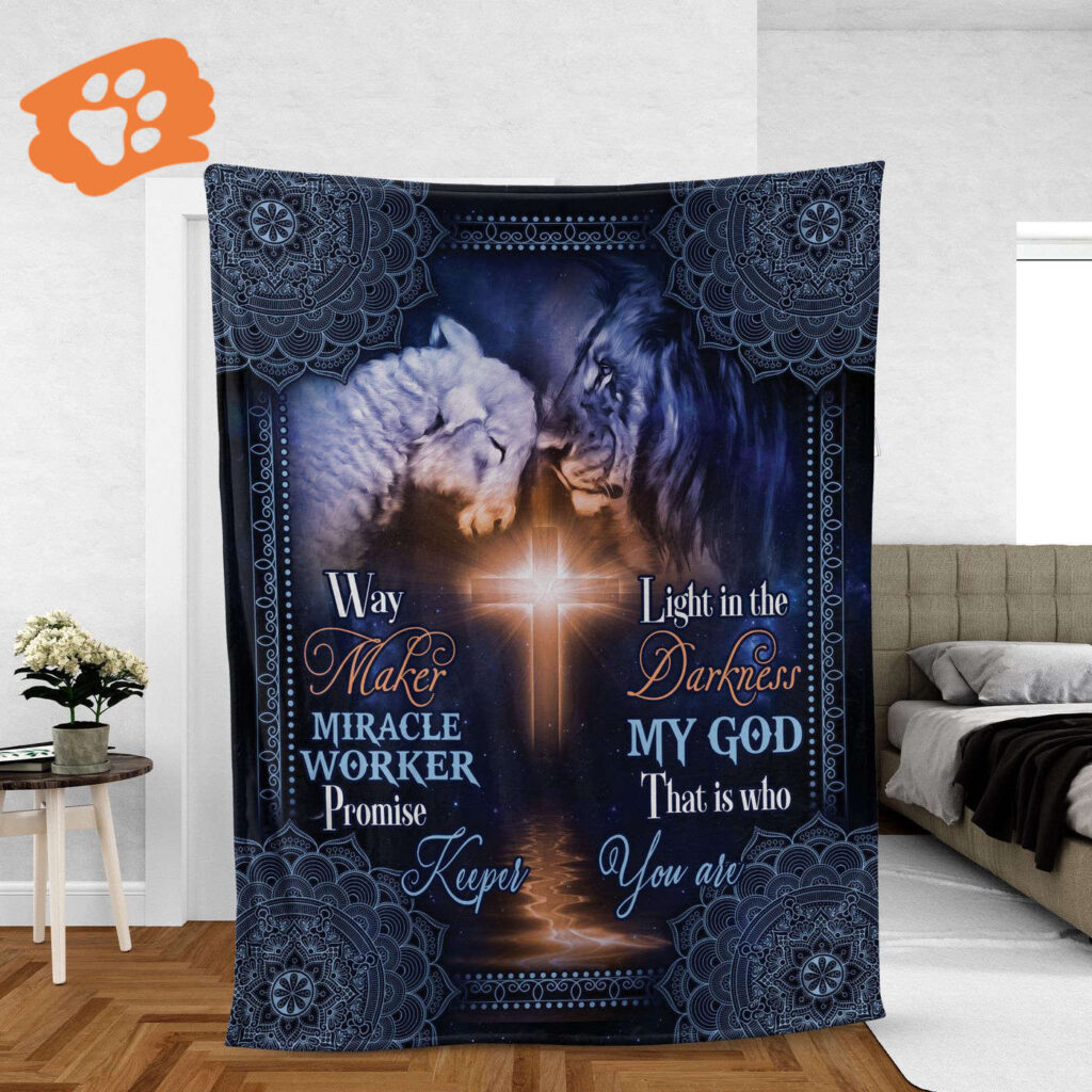 Christian Throw Blanket – Lion of Judah Lamb of God Cross – Inspirational Gift Christian Throw Blanket – Lion of Judah Lamb of God Cross – Inspirational Gift