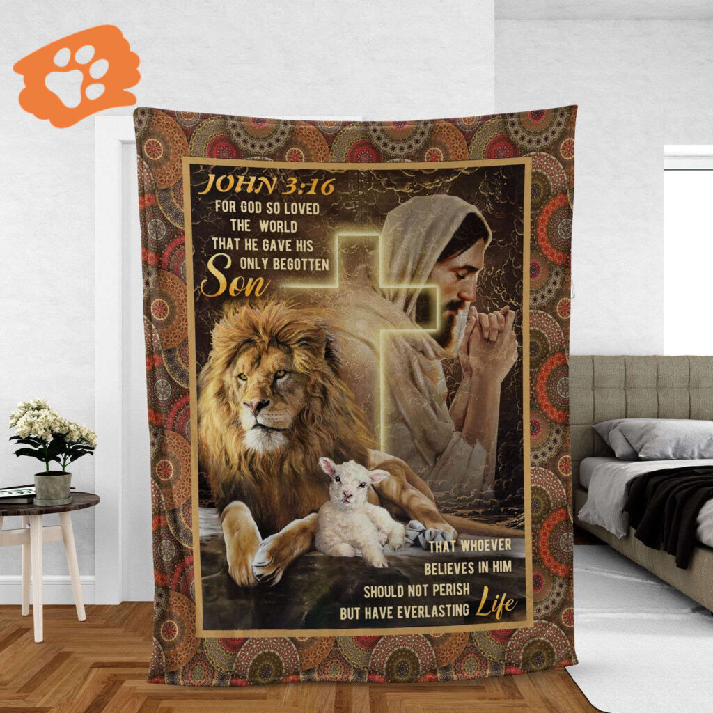 Christian Throw Blanket – Lion Of Judah Lamb Of God Cross & Bible – Inspirational Gift Christian Throw Blanket – Lion Of Judah Lamb Of God Cross & Bible – Inspirational Gift