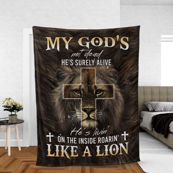 Christian Lion of Judah Throw Blanket – Inspirational Gift with Holy Cross and Jesus Painting