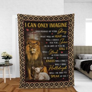 Christian Throw Blanket - Lion of Judah & White Lamb Drawing - Inspirational Gift 1