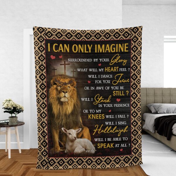 Christian Throw Blanket – Lion of Judah & White Lamb Drawing – Inspirational Gift