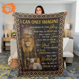 Christian Throw Blanket - Lion of Judah & White Lamb Drawing - Inspirational Gift