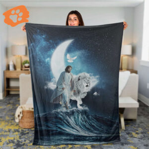 The Lion of Judah Christian Throw Blanket - Inspirational Jesus Walks On Water Gift