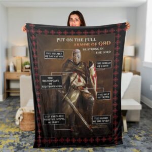 Warrior of God Throw Blanket - Jesus Painting Faith Gift Full Armor of God 1