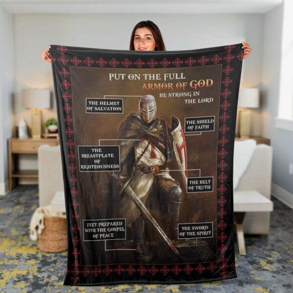 Warrior of God Throw Blanket – Jesus Painting Faith Gift Full Armor of God