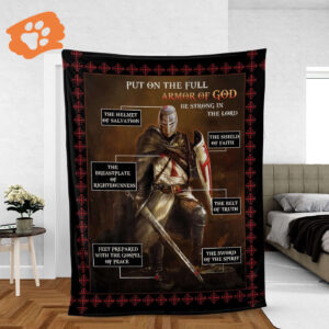 Warrior of God Throw Blanket - Jesus Painting Faith Gift Full Armor of God