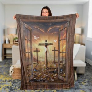 Faithful Christian Throw Blanket with Jesus & Sunset Painting - Inspirational Gift for Path to Heaven 1
