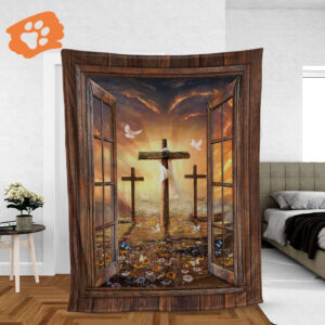 Faithful Christian Throw Blanket with Jesus & Sunset Painting - Inspirational Gift for Path to Heaven