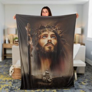 Christian Throw Blanket with Wooden Cross - Inspirational Jesus Gift The Life Of Jesus Take My Hand 1