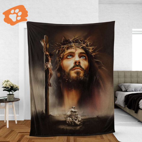 Christian Throw Blanket with Wooden Cross – Inspirational Jesus Gift The Life Of Jesus Take My Hand