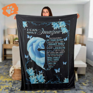 Christian Faith Blanket - Blue Rose & Cross Inspirational Gift Jesus Christ Design - I Can Only Imagine