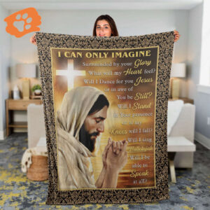 Christian Throw Blanket - Faith Gift with The Lord s Prayer & Cross Drawing