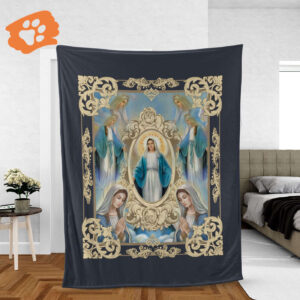 Gold Mirror Christian Throw Blanket - Inspirational Faith Gift for Healing