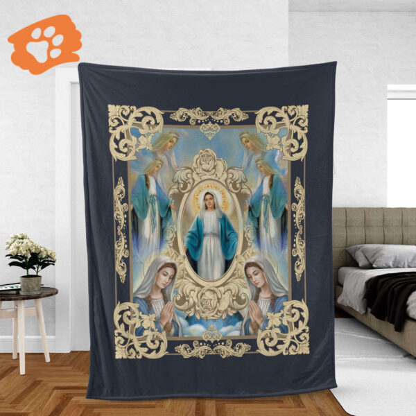 Gold Mirror Christian Throw Blanket – Inspirational Faith Gift for Healing